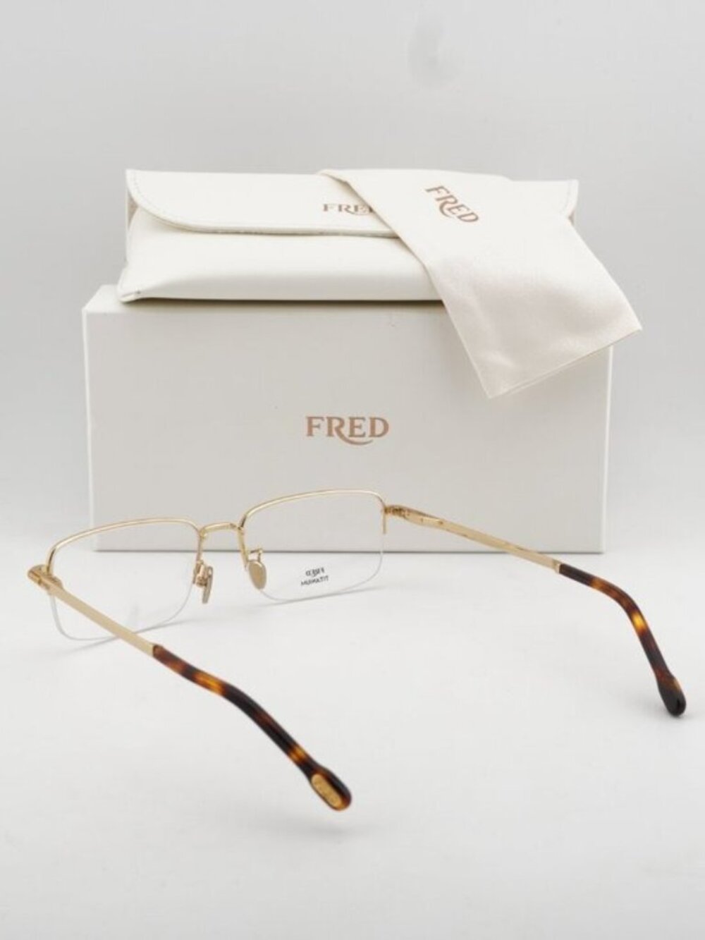 Fred FG50024F 032 Unisex Rectangle 56mm Eyeglasses - Gold - Picture 9 of 10